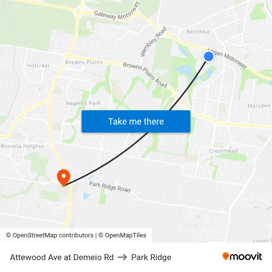 Attewood Ave at Demeio Rd to Park Ridge map