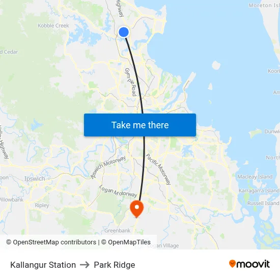 Kallangur Station to Park Ridge map