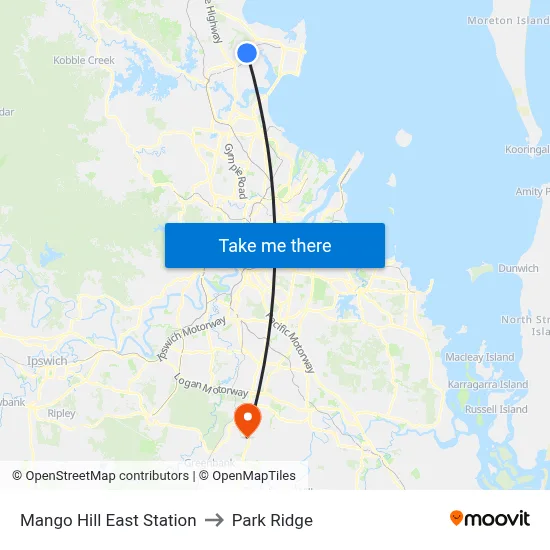 Mango Hill East Station to Park Ridge map