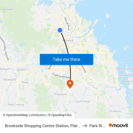 Brookside Shopping Centre Station, Platform A to Park Ridge map