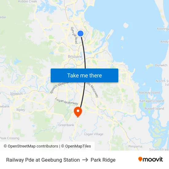 Railway Pde at Geebung Station to Park Ridge map