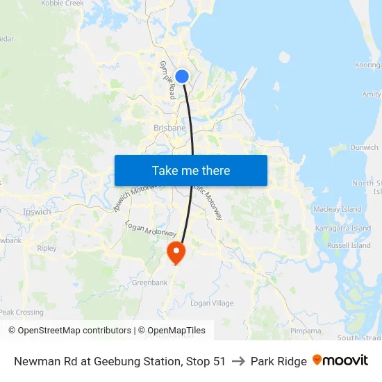 Newman Rd at Geebung Station, Stop 51 to Park Ridge map