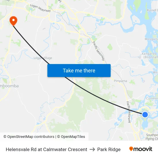 Helensvale Rd at Calmwater Crescent to Park Ridge map