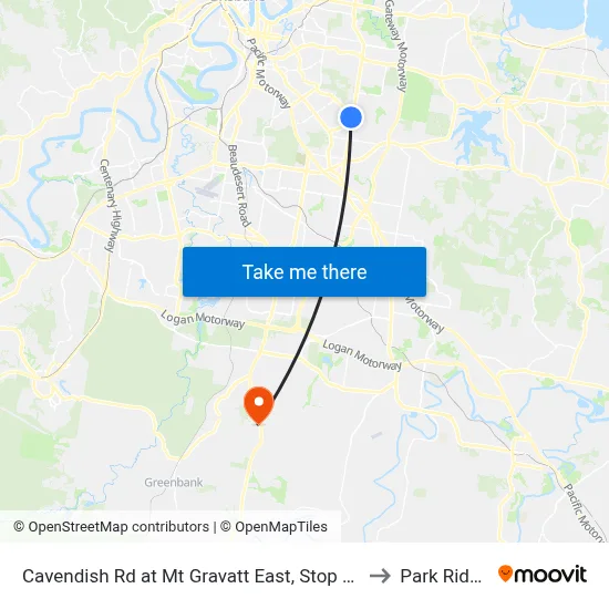 Cavendish Rd at Mt Gravatt East, Stop 60 to Park Ridge map