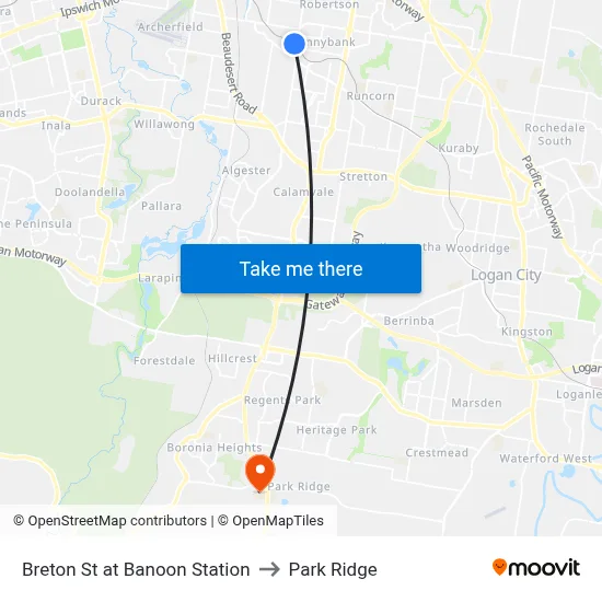 Breton St at Banoon Station to Park Ridge map