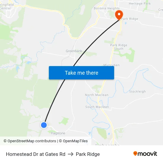 Homestead Dr at Gates Rd to Park Ridge map