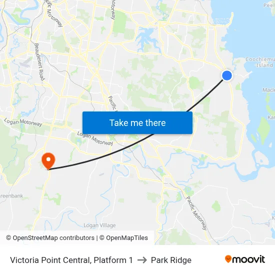 Victoria Point Central, Platform 1 to Park Ridge map