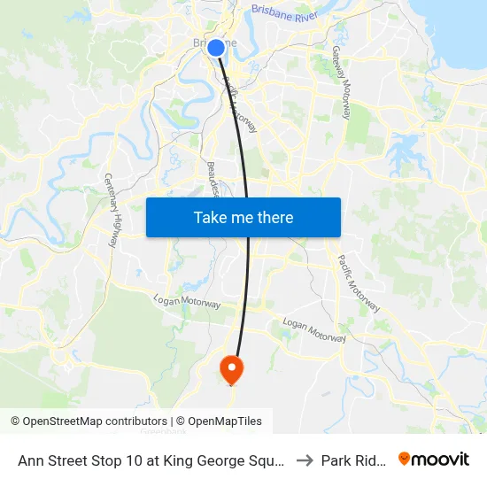 Ann Street Stop 10 at King George Square to Park Ridge map