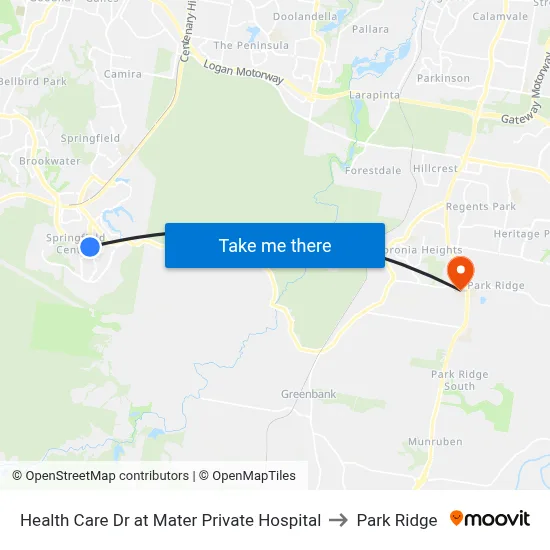 Health Care Dr at Mater Private Hospital to Park Ridge map
