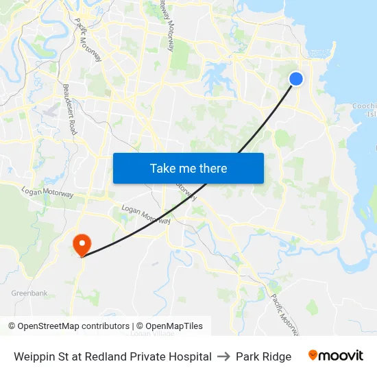 Weippin St at Redland Private Hospital to Park Ridge map