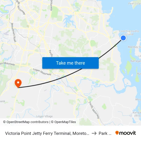 Victoria Point Jetty Ferry Terminal, Moreton Bay (Redland City) to Park Ridge map