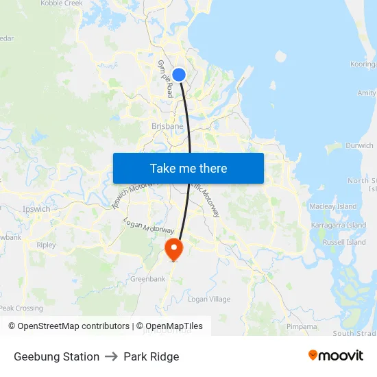 Geebung Station to Park Ridge map