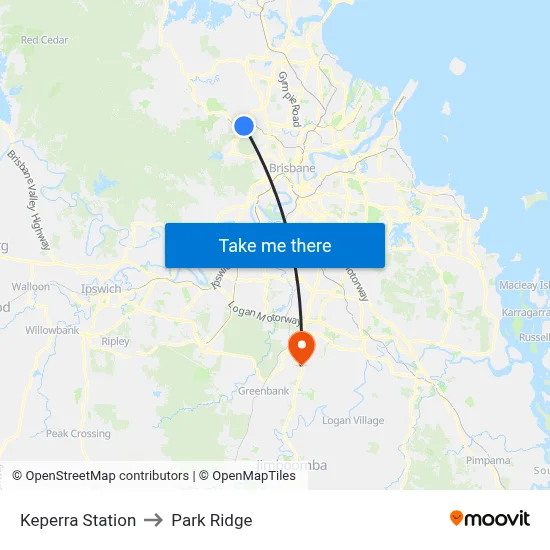 Keperra Station to Park Ridge map