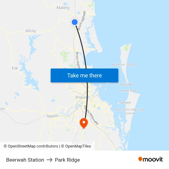 Beerwah Station to Park Ridge map
