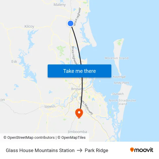 Glass House Mountains Station to Park Ridge map