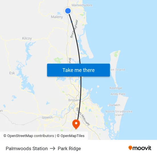 Palmwoods Station to Park Ridge map