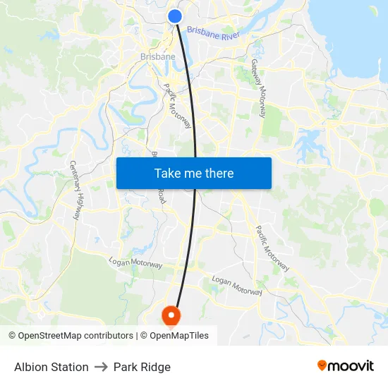 Albion Station to Park Ridge map