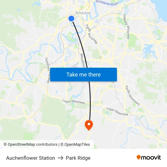 Auchenflower Station to Park Ridge map