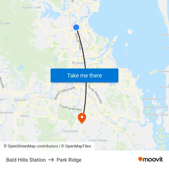 Bald Hills Station to Park Ridge map