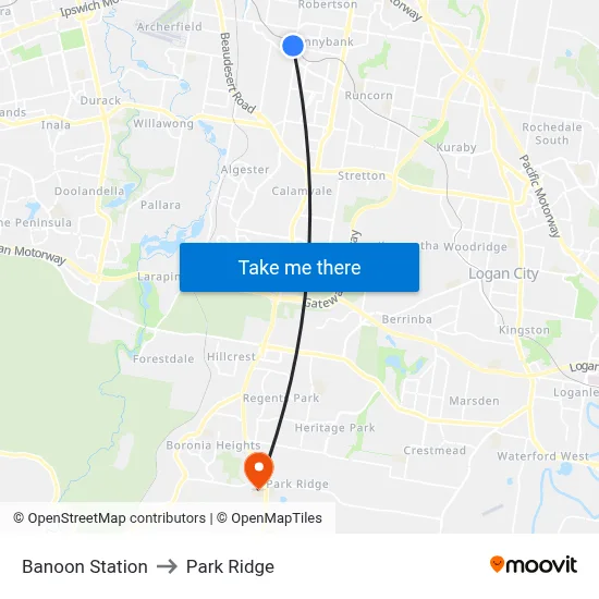 Banoon Station to Park Ridge map