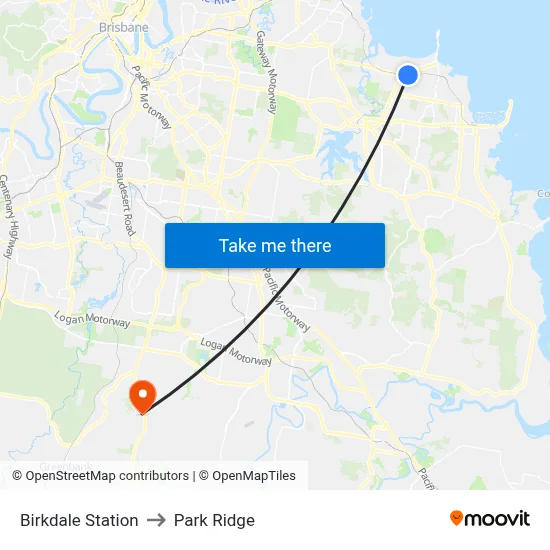 Birkdale Station to Park Ridge map