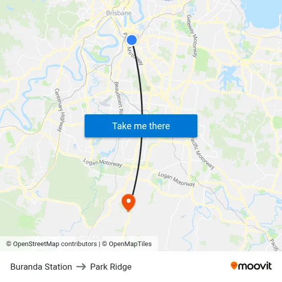 Buranda Station to Park Ridge map