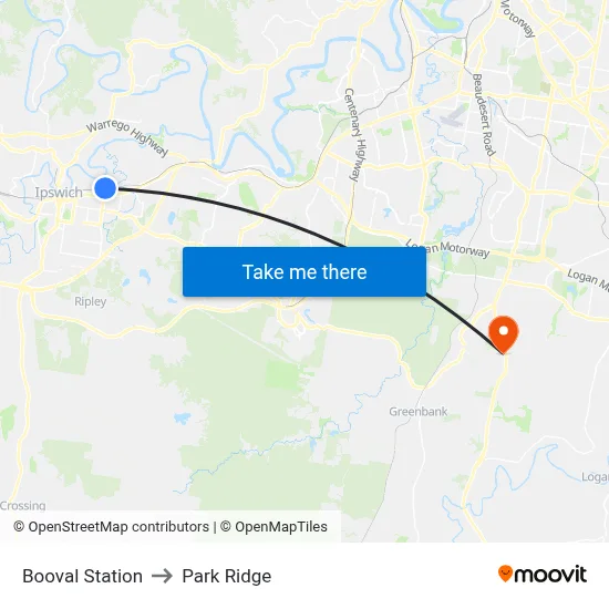 Booval Station to Park Ridge map