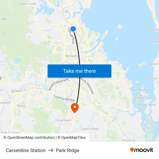 Carseldine Station to Park Ridge map