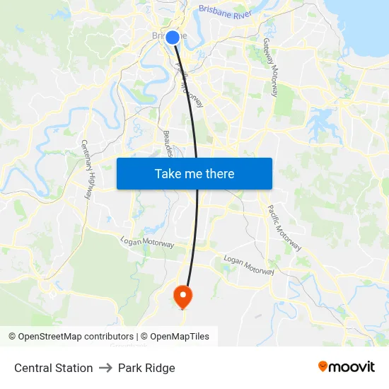 Central Station to Park Ridge map