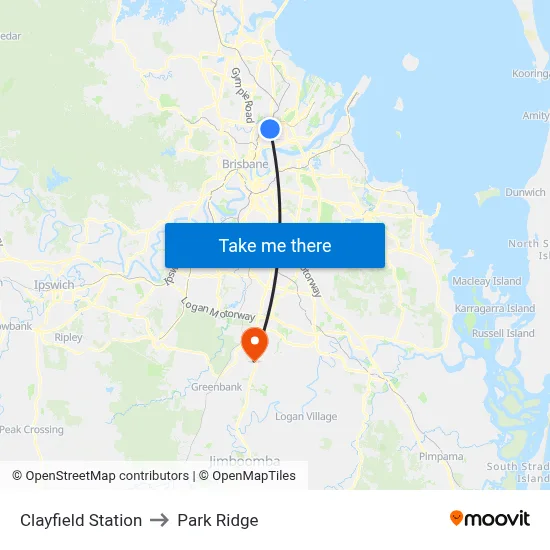 Clayfield Station to Park Ridge map