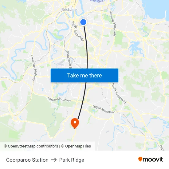 Coorparoo Station to Park Ridge map