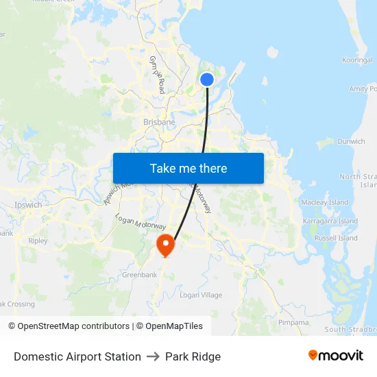 Domestic Airport Station to Park Ridge map
