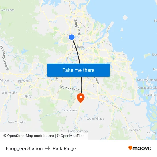 Enoggera Station to Park Ridge map