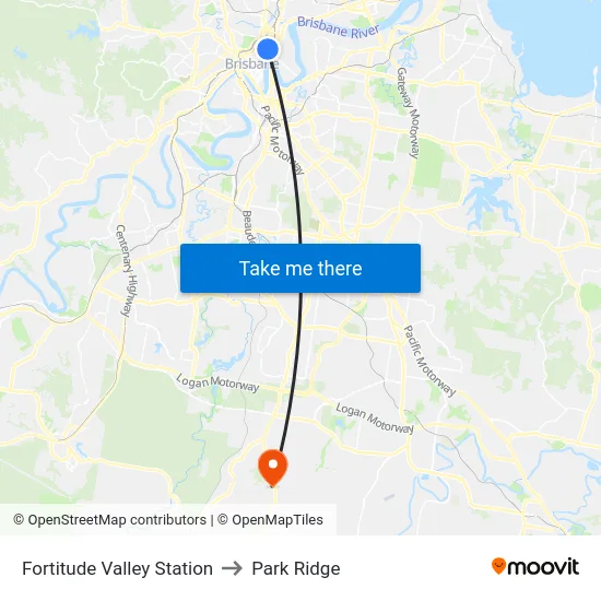 Fortitude Valley Station to Park Ridge map