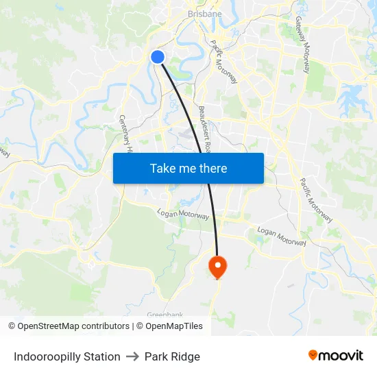 Indooroopilly Station to Park Ridge map