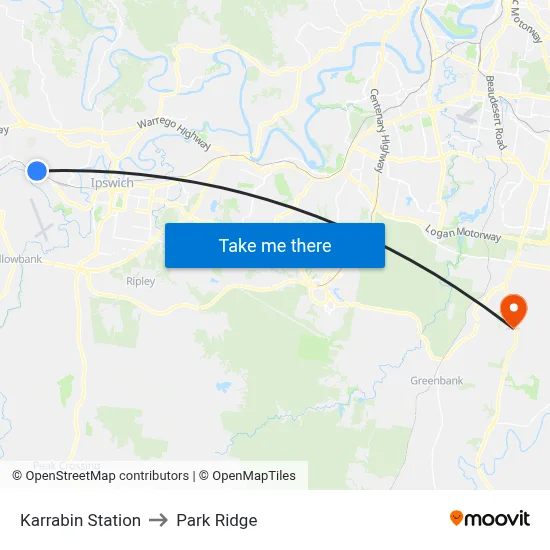 Karrabin Station to Park Ridge map