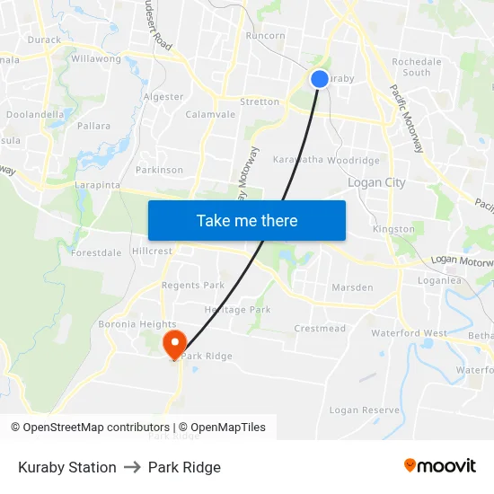 Kuraby Station to Park Ridge map