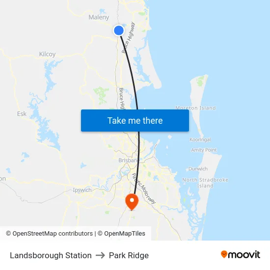 Landsborough Station to Park Ridge map