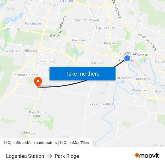 Loganlea Station to Park Ridge map