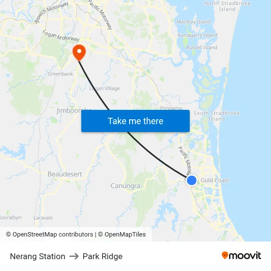 Nerang Station to Park Ridge map