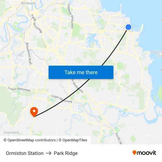 Ormiston Station to Park Ridge map