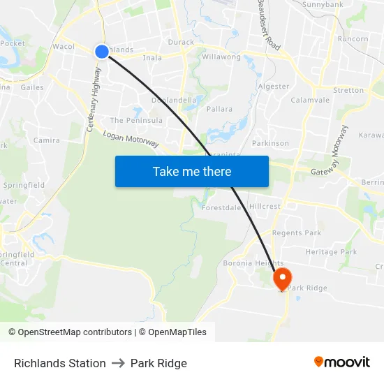 Richlands Station to Park Ridge map