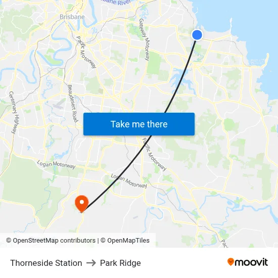 Thorneside Station to Park Ridge map