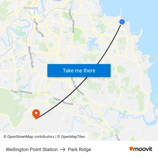Wellington Point Station to Park Ridge map