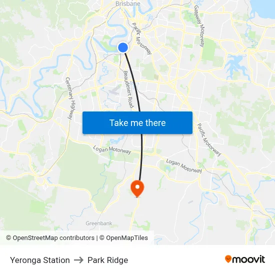 Yeronga Station to Park Ridge map
