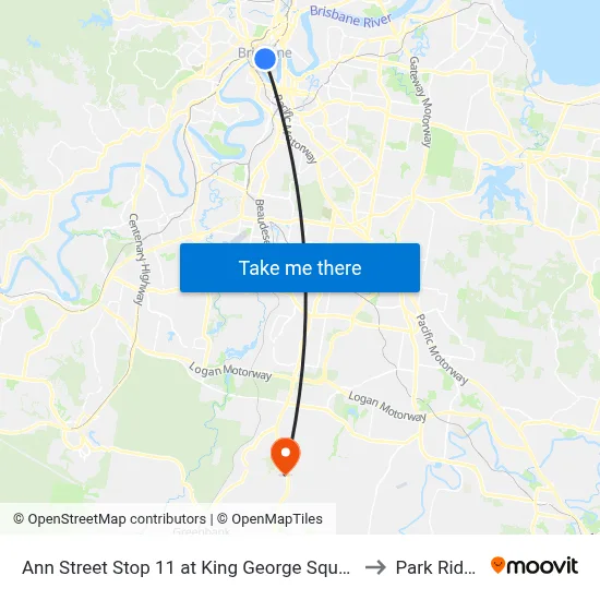 Ann Street Stop 11 at King George Square to Park Ridge map
