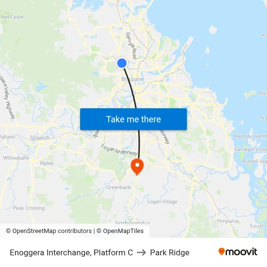 Enoggera Interchange, Platform C to Park Ridge map