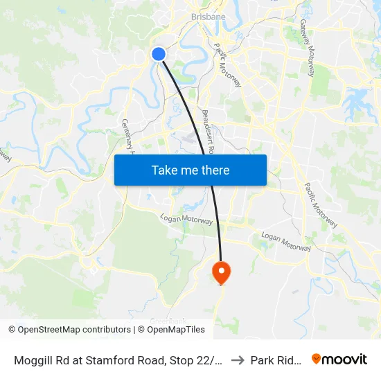 Moggill Rd at Stamford Road, Stop 22/23 to Park Ridge map
