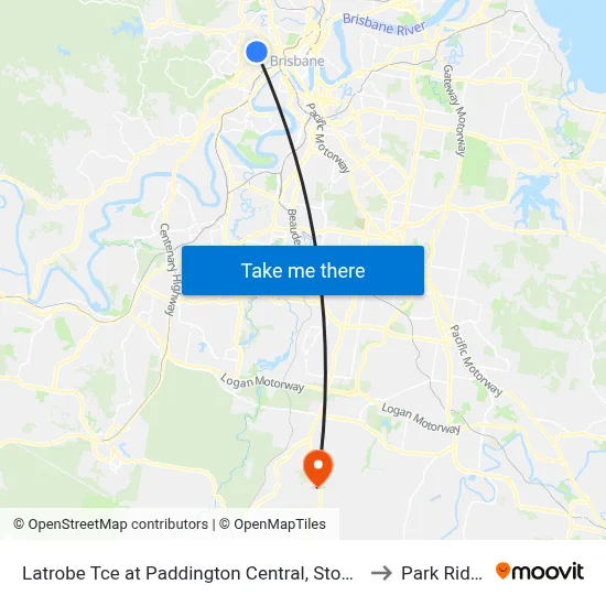 Latrobe Tce at Paddington Central, Stop 10 to Park Ridge map