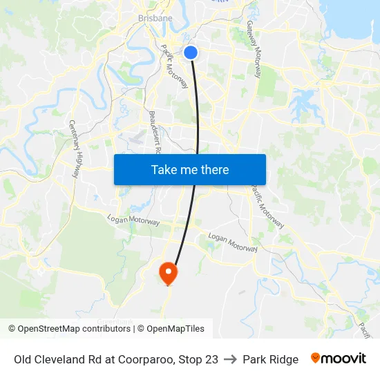 Old Cleveland Rd at Coorparoo, Stop 23 to Park Ridge map